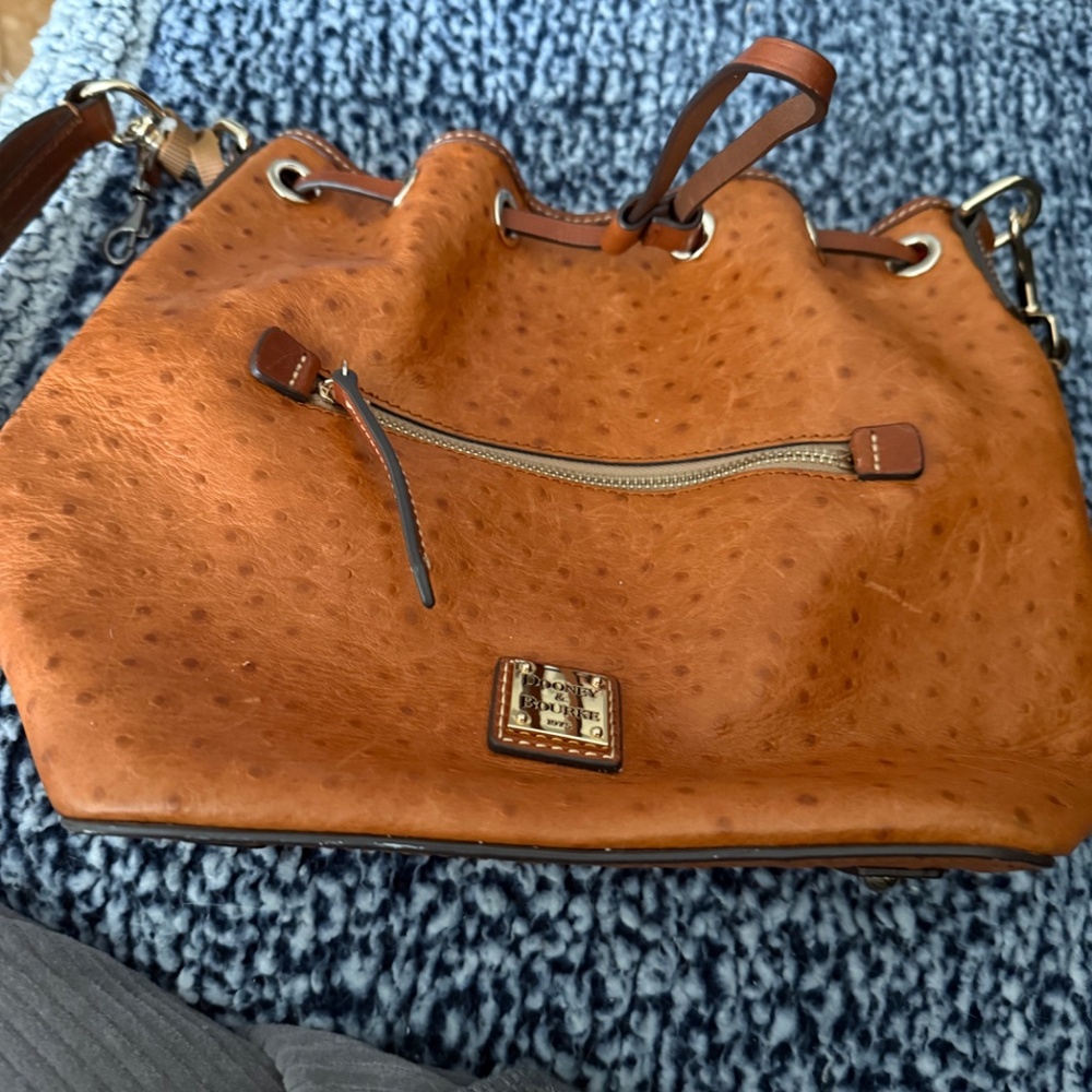 Dooney & Bourne, Ostrich collection, orange, Shoulder Bag - Picture 2 of 7